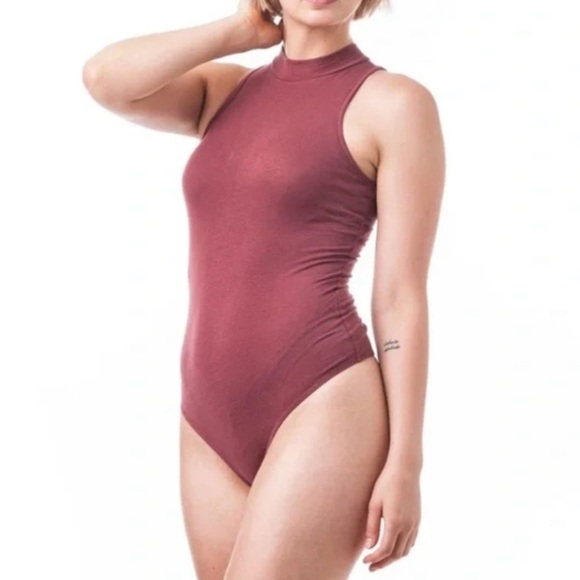 ABERCROMBIE AND FITCH WOMENS SOFT A&F BODYSUIT WINE BERRY XS - Picture 1 of 5